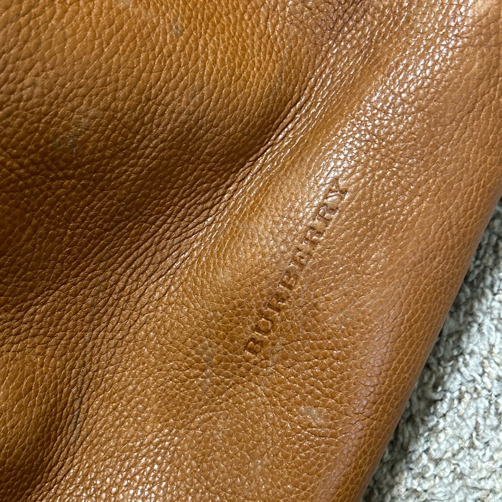 Burberry Calfskin House Check Maidstone Medium Brown Shoulder Bag Authentic Tote - Picture 11 of 16
